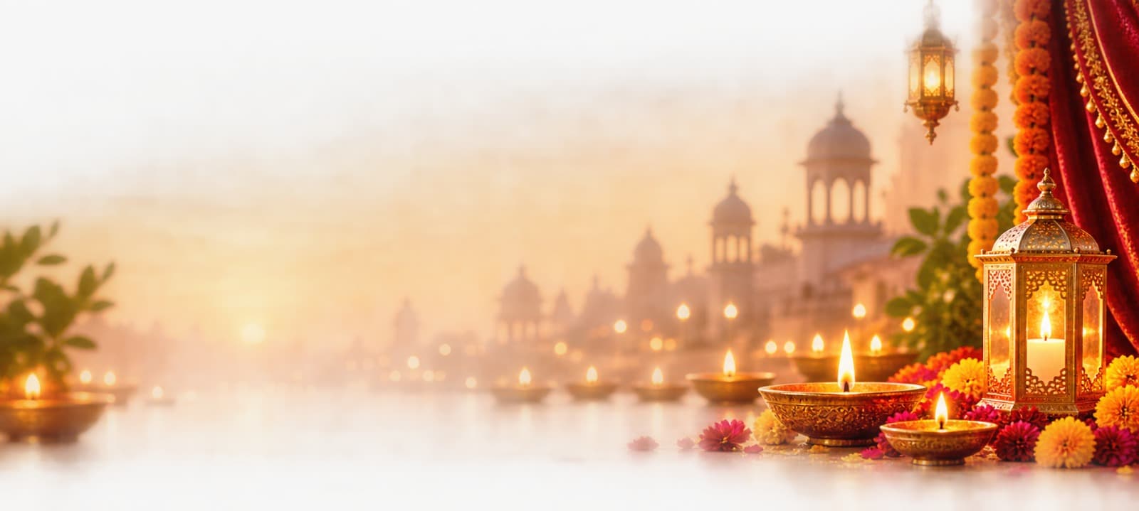 Diwali lanterns, diyas and palace